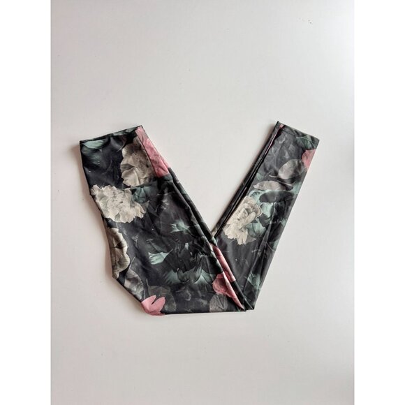 ONZIE Alpina Green Peony Floral Printed High Rise Ankle Leggings, Size M/L - Picture 2 of 13